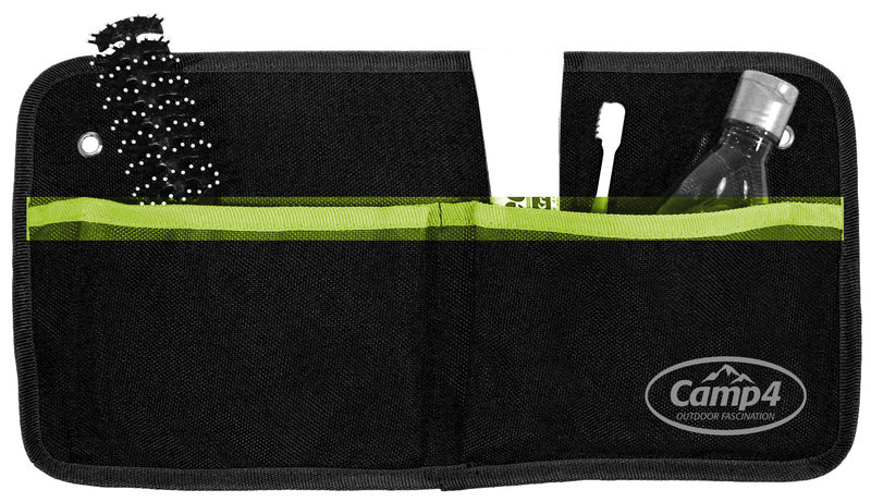 Camp 4 Utensilo TESSA 2, mit 2 Taschen, schwarz/lime B40xH20cm, Ösenbefestigung