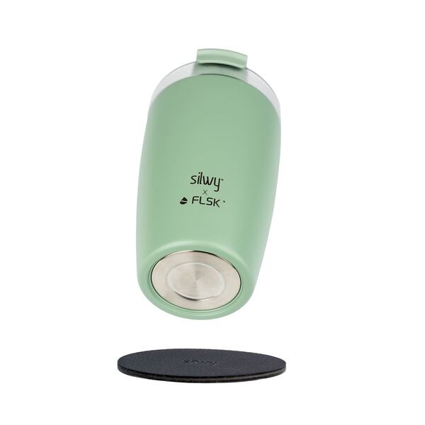 silwy Magnet-Thermobecher SAGE – 350 ml, mit Untersetzer