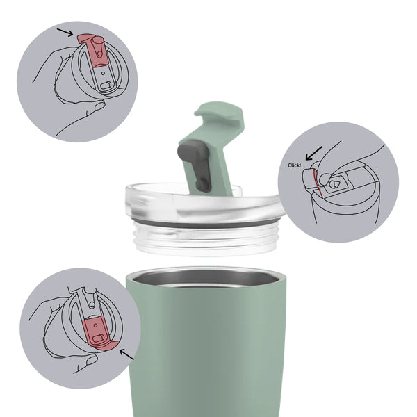 silwy Magnet-Thermobecher SAGE – 350 ml, mit Untersetzer