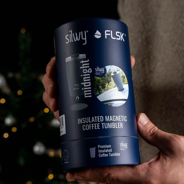 silwy Magnet-Thermobecher MIDNIGHT – 350 ml, mit Untersetzer