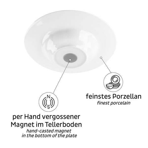 silwy Magnet-Gourmet-Porzellanteller – 2er-Set, Ø 23,5 cm, Weiß