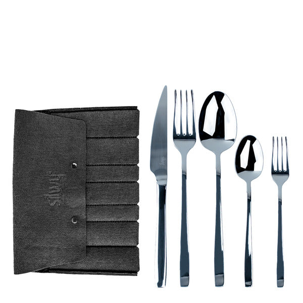silwy Edelstahl-Reisebesteck – 5-teilig mit Filz-Etui, nicht magnetisch