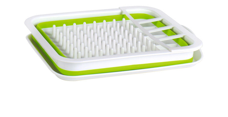 Camp 4 Falt-Geschirrtrockner mit Abtropfschale – 37 × 31 cm, Weiß/Lime