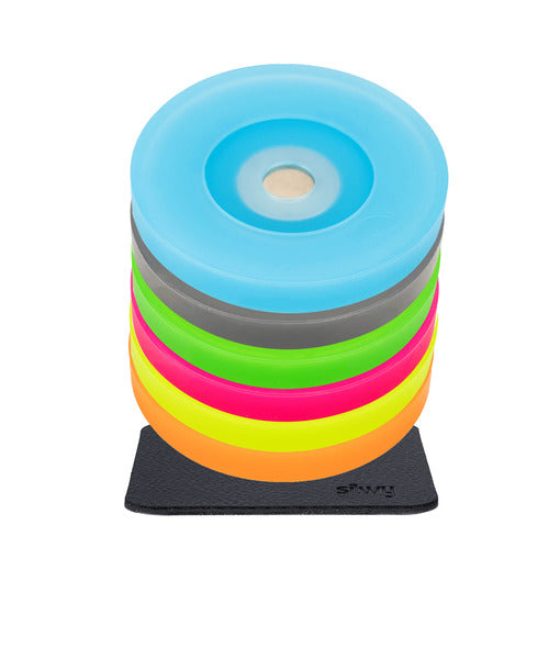 silwy Magnet-Kondome für Stielgläser – 6er-Set Rainbow mit 6 Pads