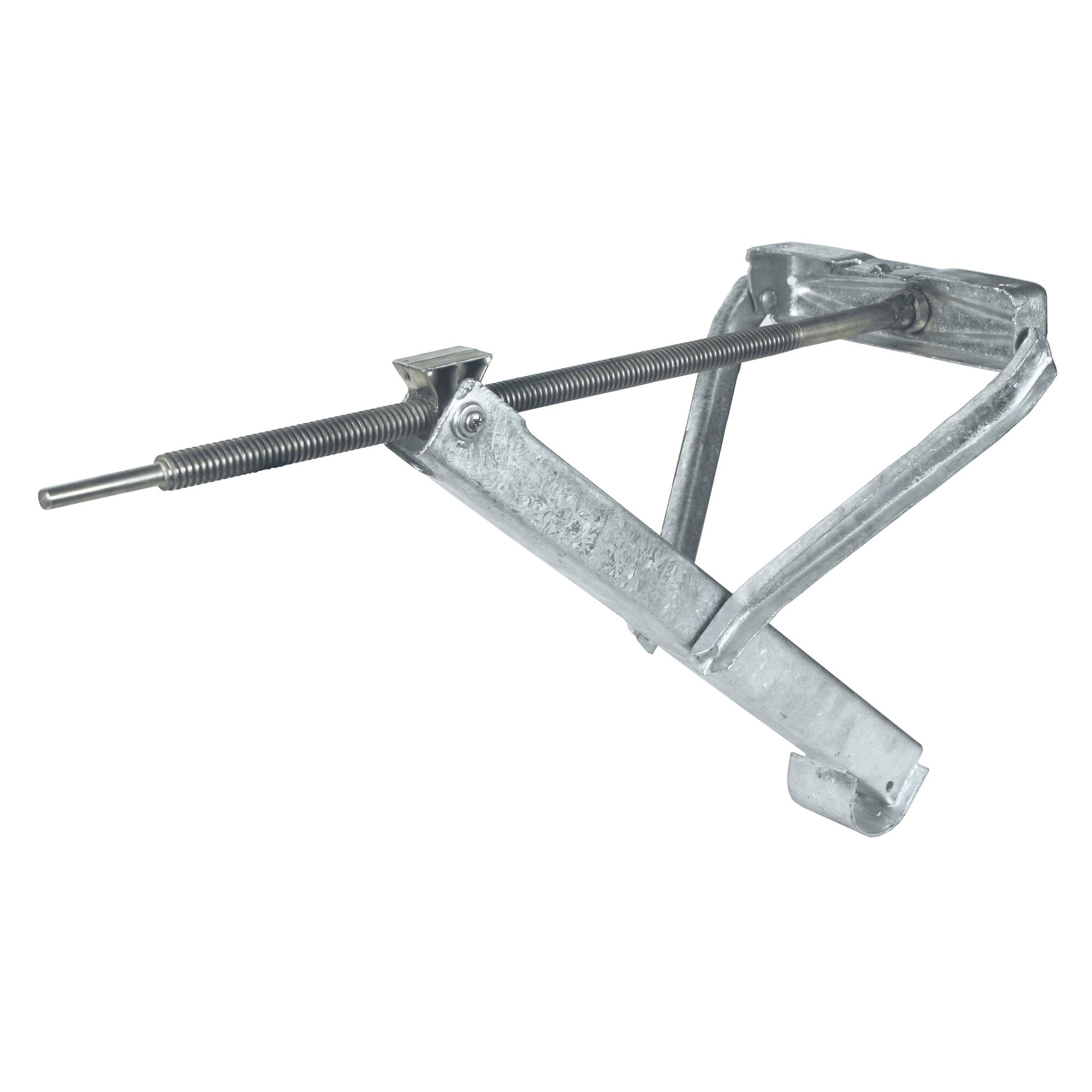 Nahaufnahme eines verzinkten Metallgestells mit Gewindestange und Schraubmechanismus, Teil einer Steckstütze Compact 800 L