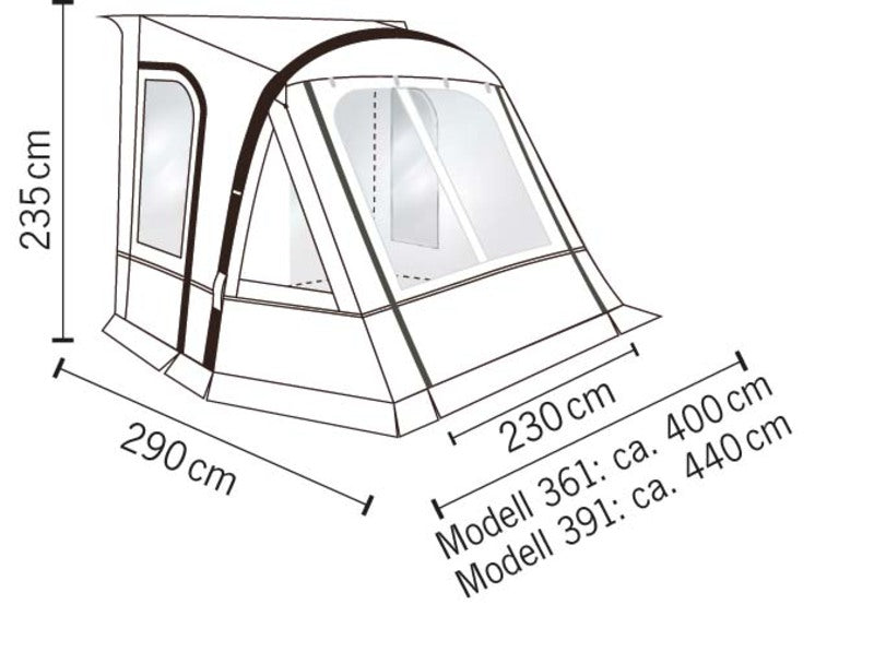 Reimo Tent Technology ADRIA ACTION AIR 391 Luftvorzelt – nicht für Action Sport