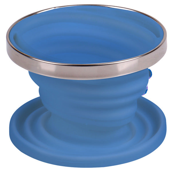 Camp4 faltbarer Silikon-Kaffeefilterhalter mit Edelstahlring – Hellblau