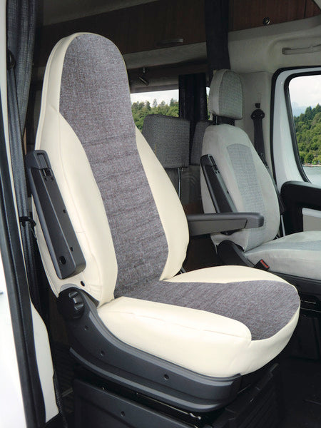 Carbest Sitzbezüge für Fiat Ducato ab 2007 – Beige/Grau, 2 Stück