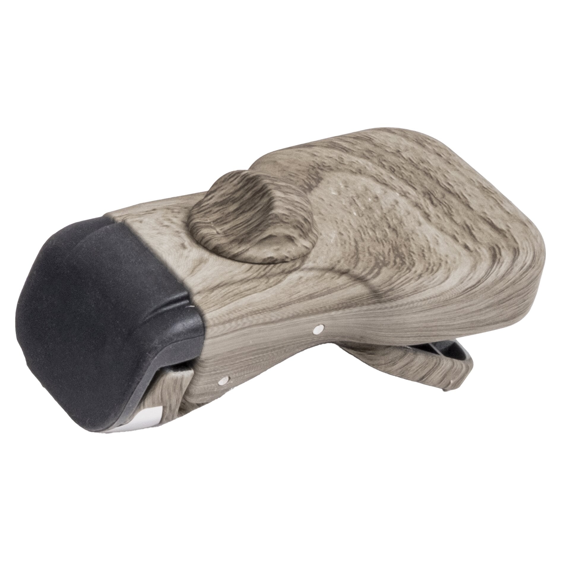 Nahaufnahme eines Griffs in Holzoptik mit schwarzer Endkappe und sichtbaren Nieten, Teil eines Torralta Kochtopf-Set 20 cm