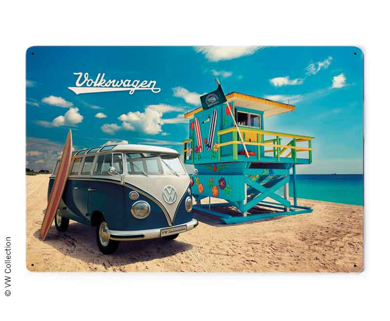 VW Collection by BRISA VW T1 Bus Blechschild, Beach Life 20x30cm