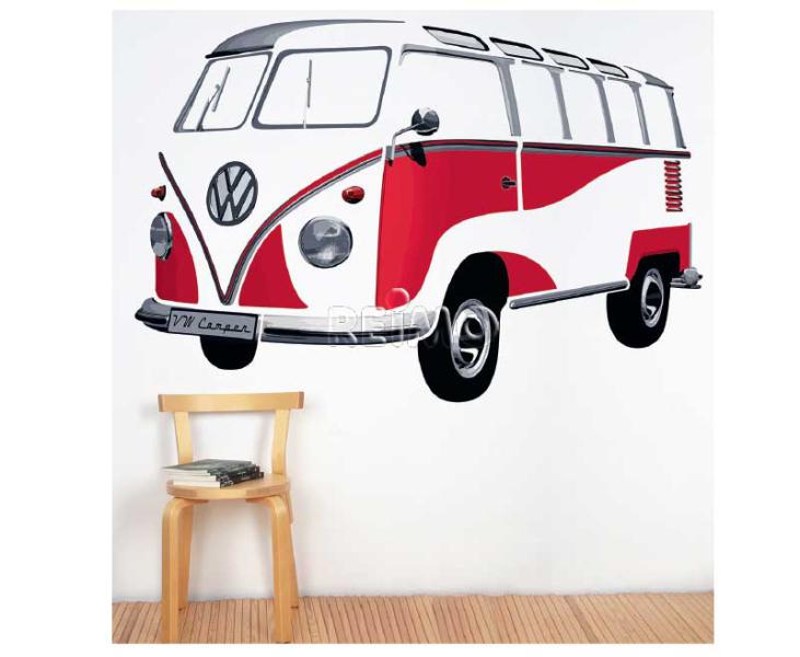 VW Collection by BRISA VW T1 Bulli Bus Wandtattoo - Classic rot