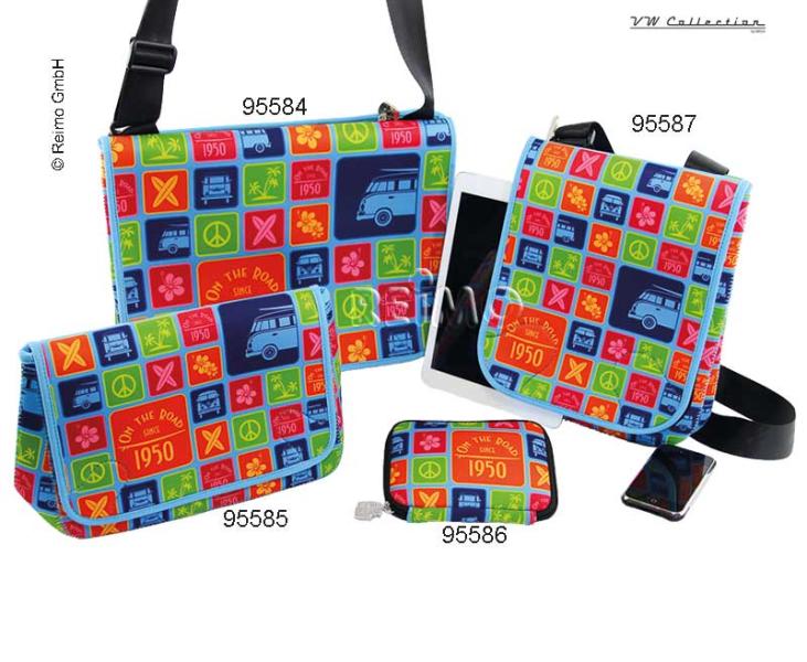 VW Collection by BRISA Schultertasche, quer,Surfer-Style, bunt, Neopren, 28x36x06 cm