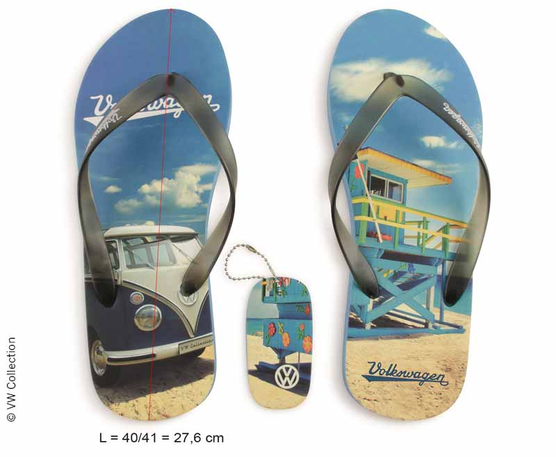 VW Collection by BRISA T1 Bus Zehentrenner, Beachlife blau, Größe 40/41