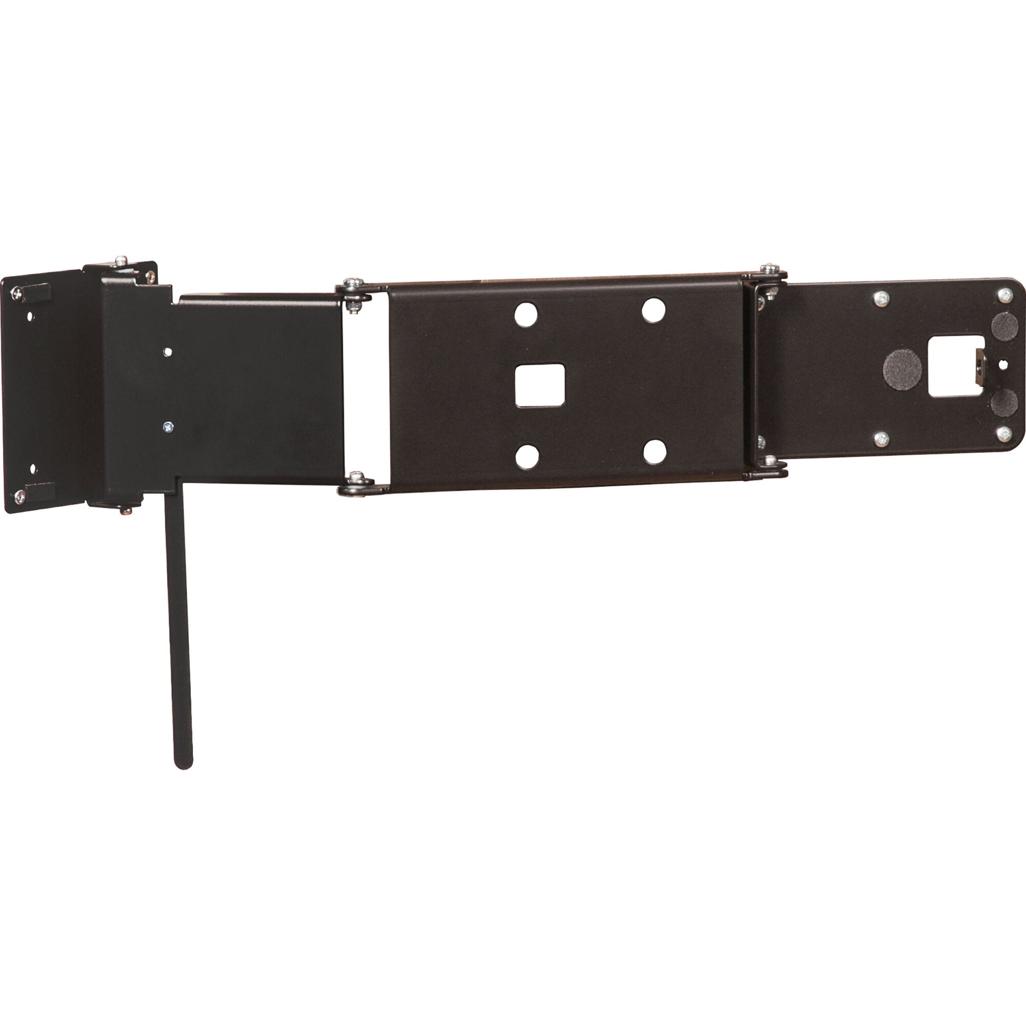 Schwarze Metall-Wandhalterung Flex CFW301S mit langem Trägerarm, mehreren runden Löchern und sichtbaren Befestigungselementen