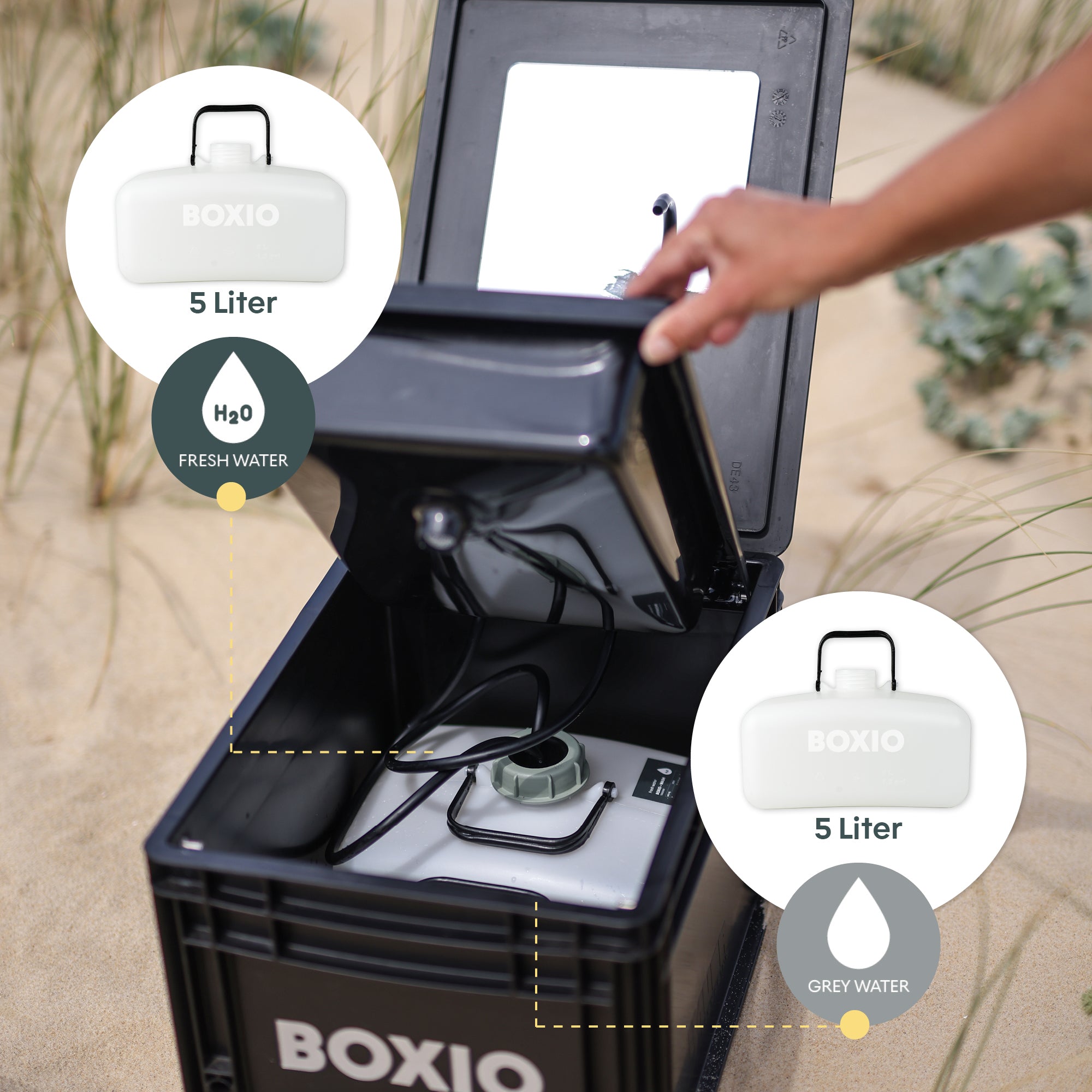 BOXIO WASH MAX+ | Camping Waschbecken und Wasserfilter-System – Produktansicht 7