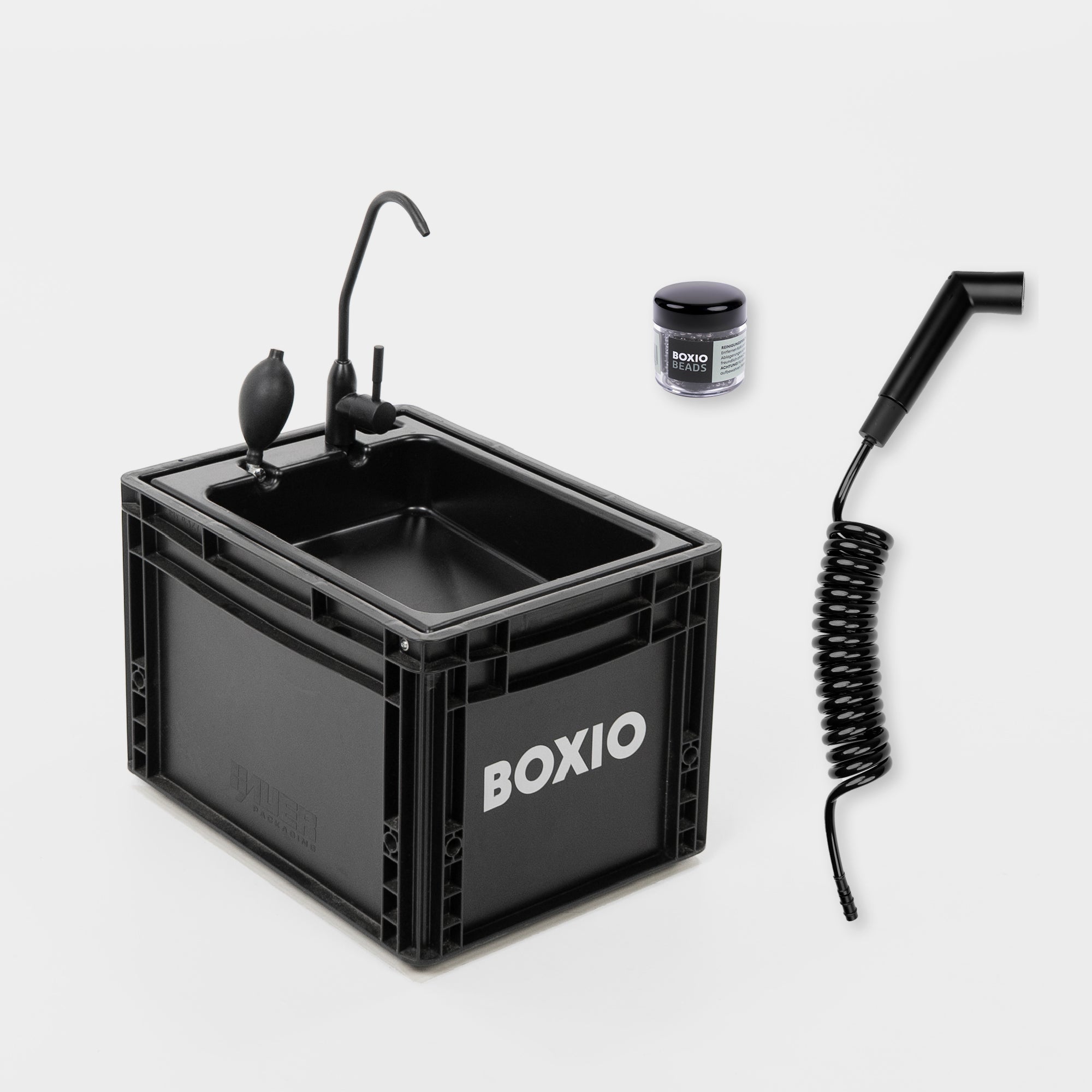 BOXIO WASH PLUS | Mobiles Waschbecken mit Campingdusche – Produktansicht 1