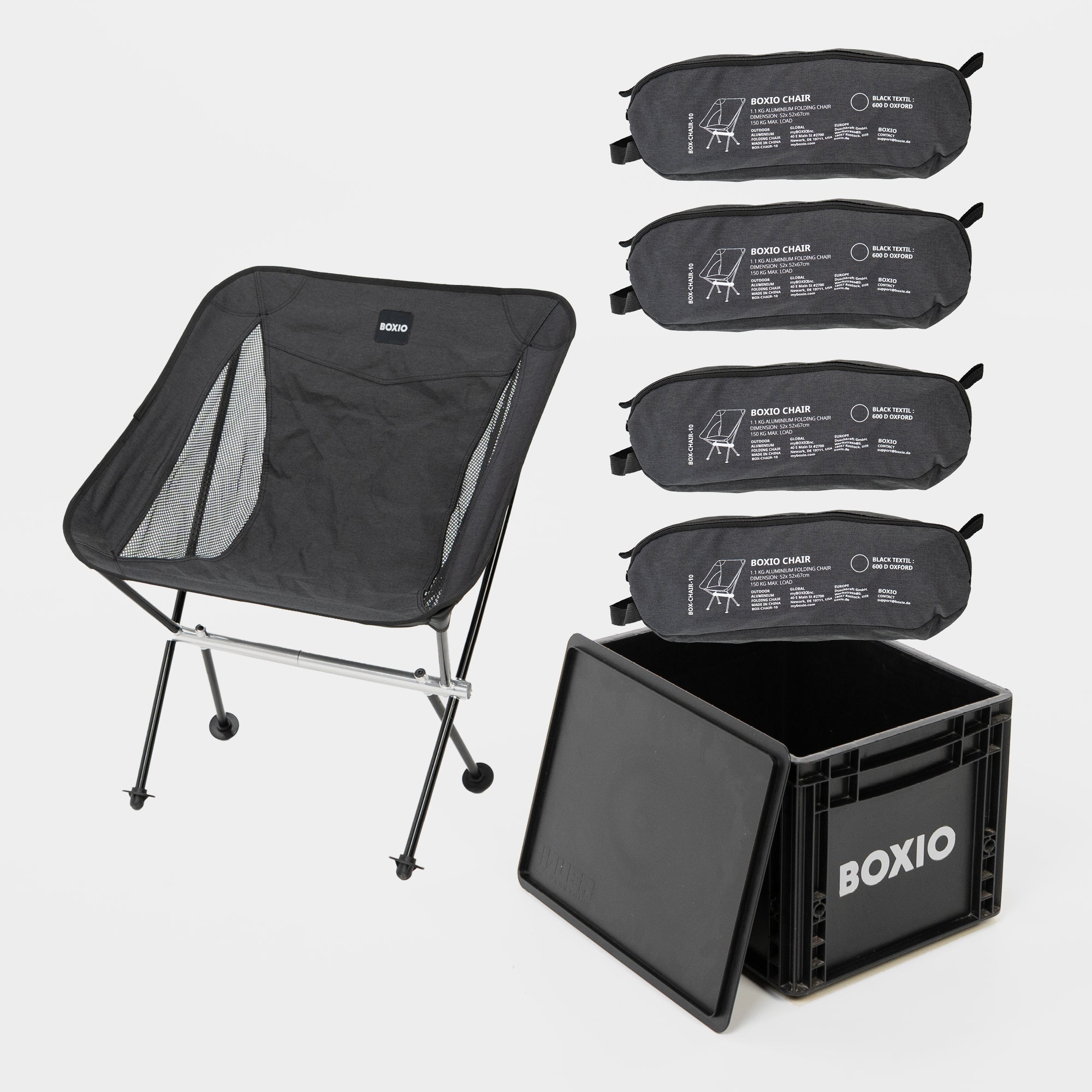4er-Set BOXIO CHAIR I Campingstuhl-Set in SOLO – Produktansicht 1