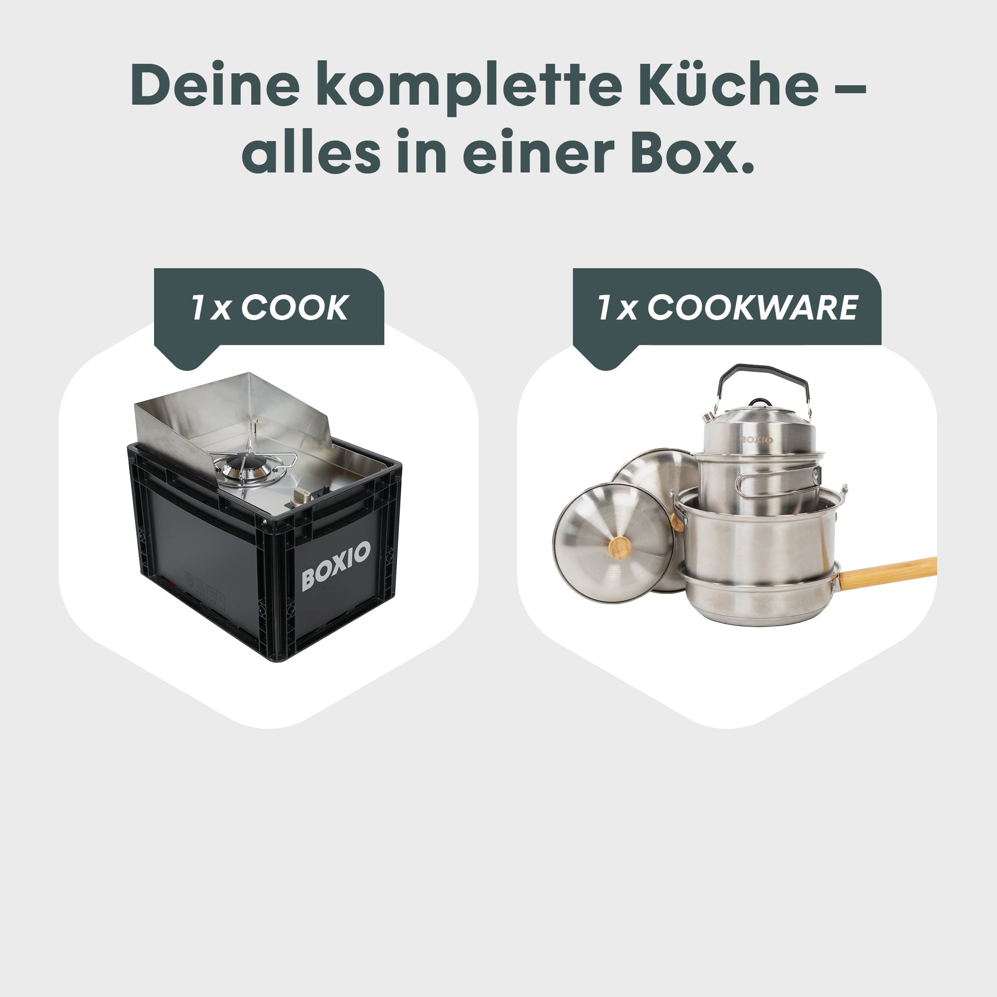 BOXIO COOK PLUS | Mobiler Gaskocher mit Topfset – Produktansicht 5
