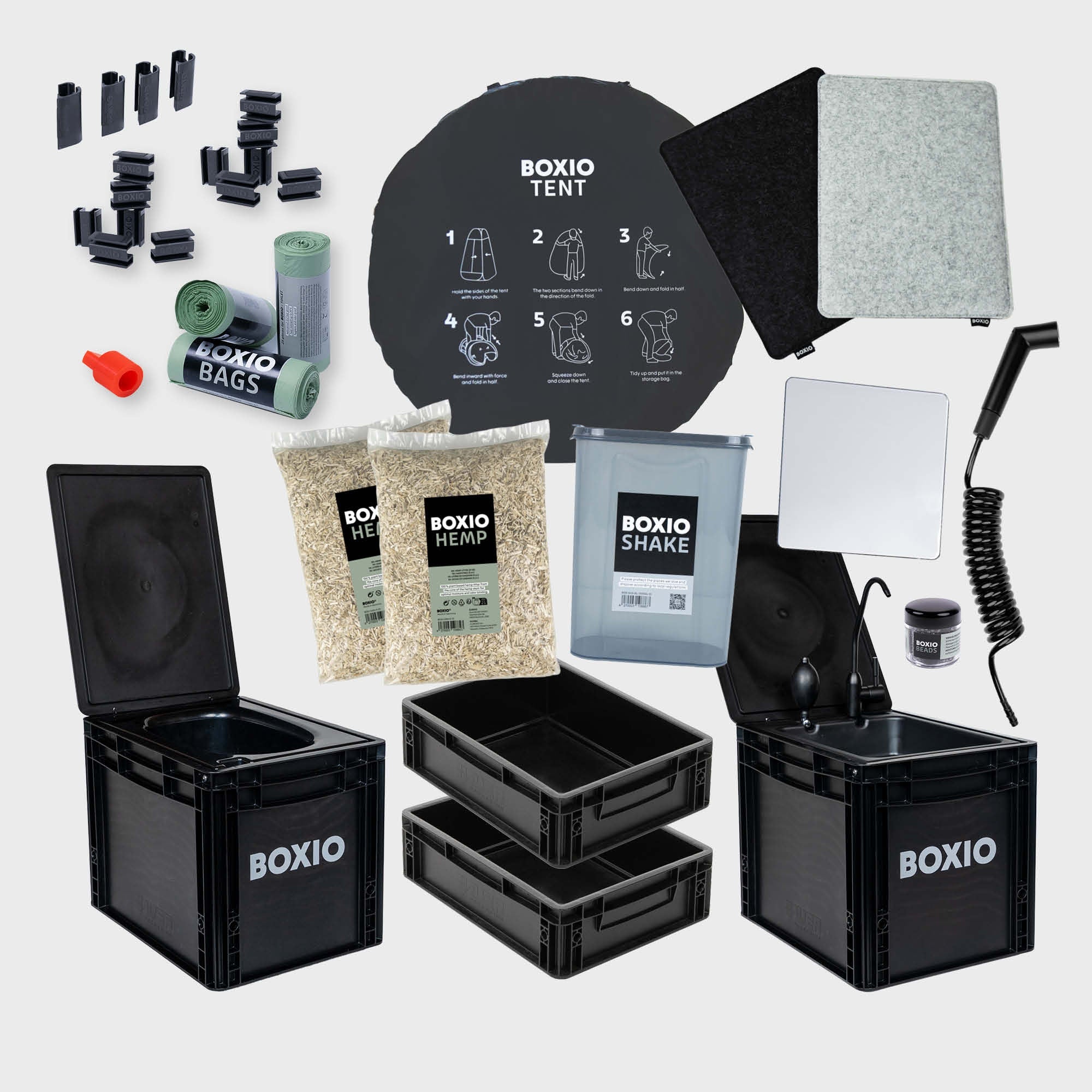BOXIO SANITARY PLUS XL | Mobiles Badezimmer mit TENT – Produktansicht 1