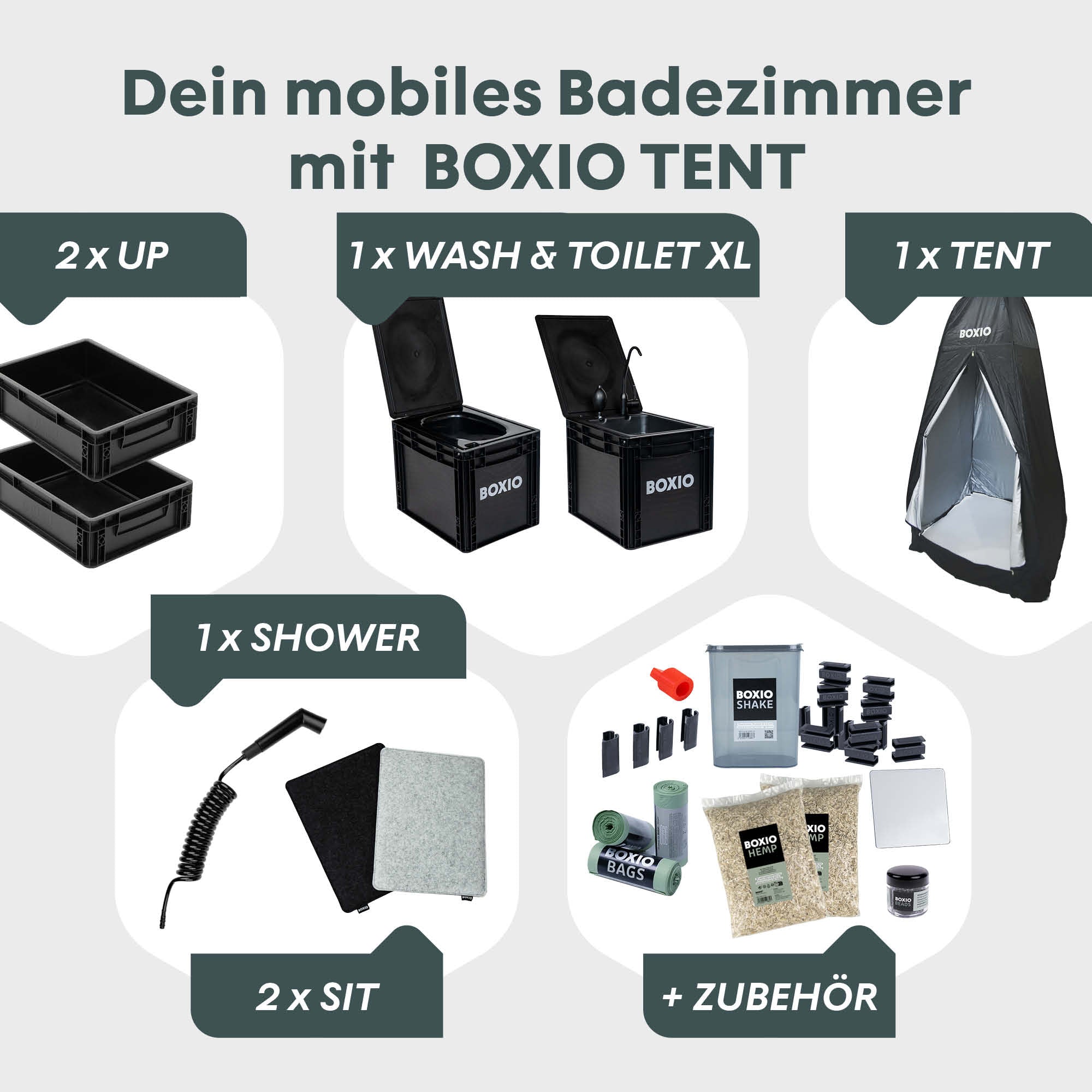 BOXIO SANITARY PLUS XL | Mobiles Badezimmer mit TENT – Produktansicht 2