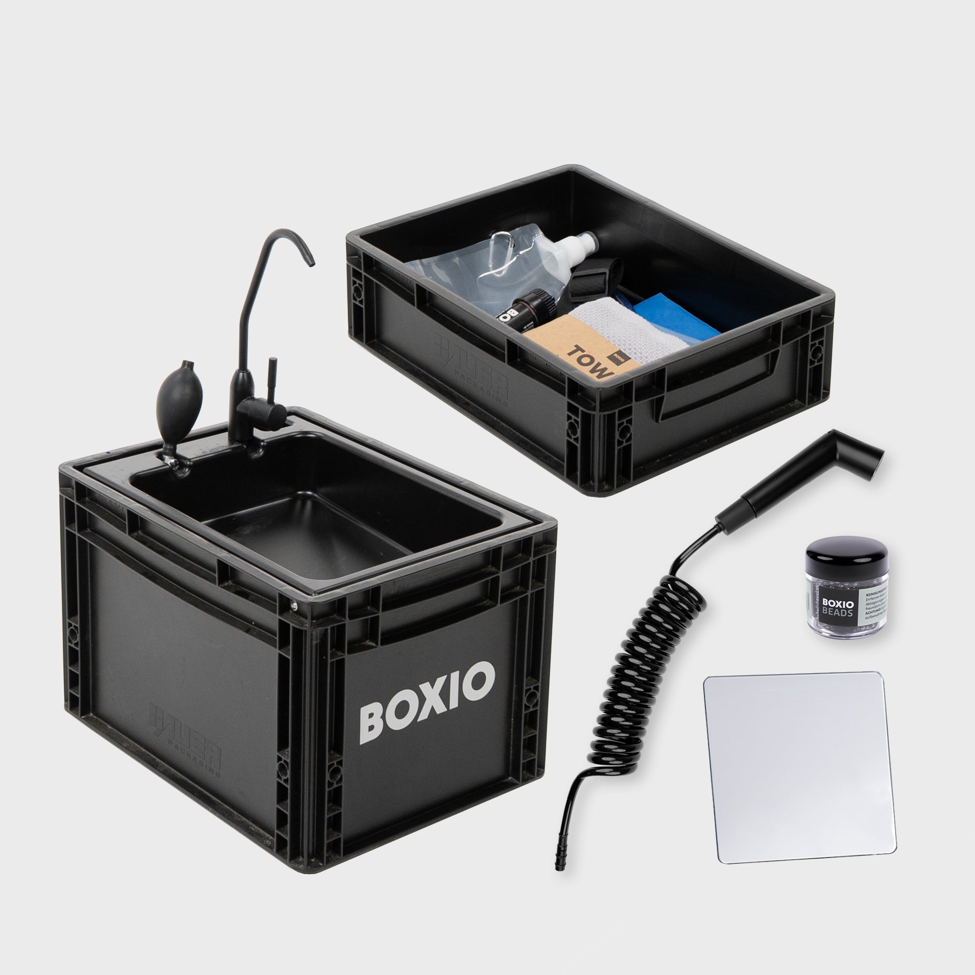 BOXIO WASH MAX+ | Camping Waschbecken und Wasserfilter-System – Produktansicht 1