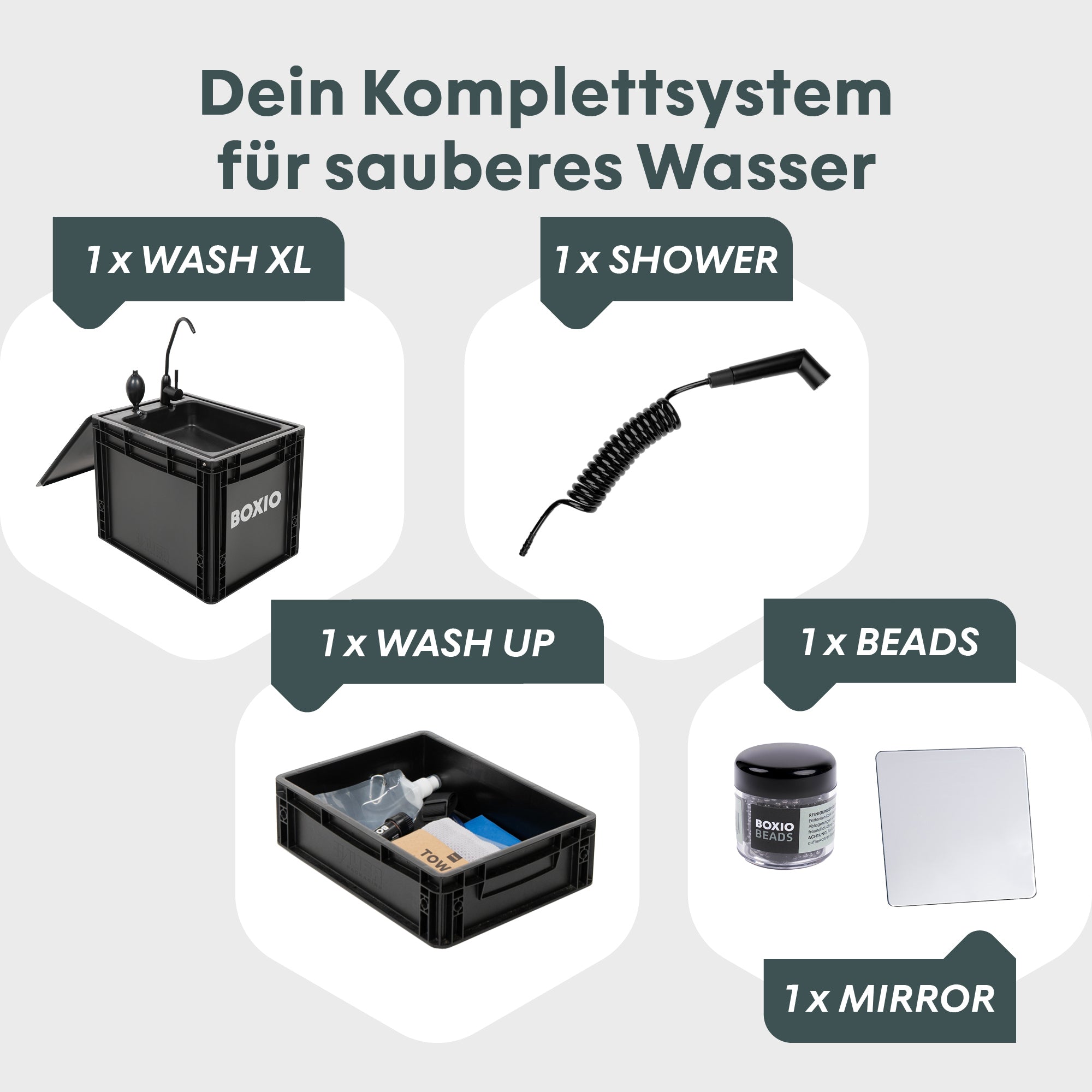 BOXIO WASH XL Max+ I XL-Campingwaschbecken mit Wasserfilter – Produktansicht 2