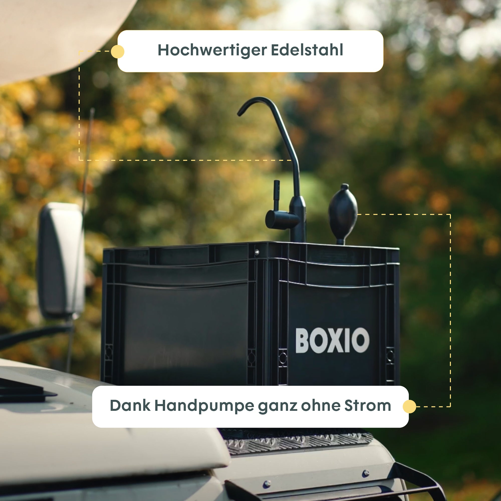 BOXIO WASH XL Max+ I XL-Campingwaschbecken mit Wasserfilter – Produktansicht 4