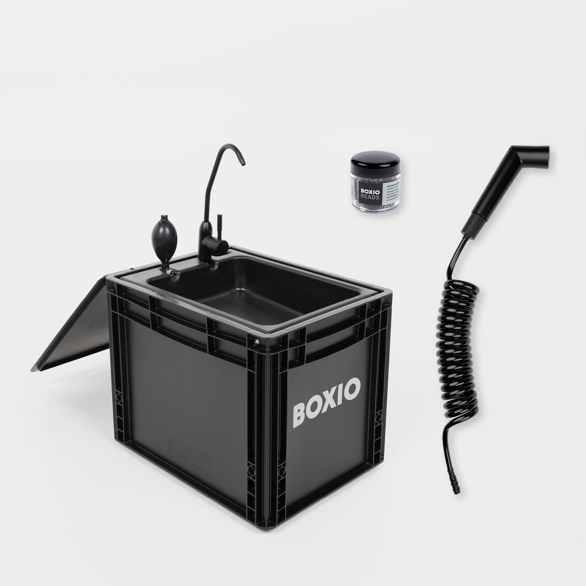 BOXIO WASH XL PLUS I Mobiles XL-Camping Waschbecken mit Duschbrause – Produktansicht 1