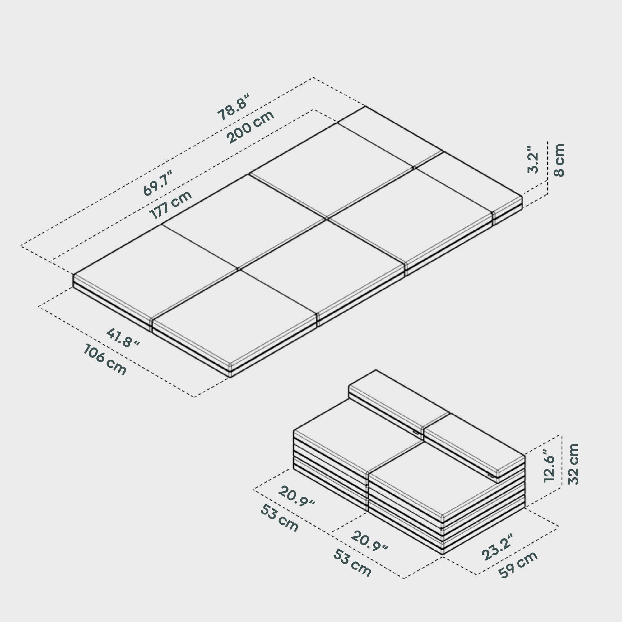 BOXIO RACK SLEEP 106 x 200 cm I Klappmatratzen – Produktansicht 4