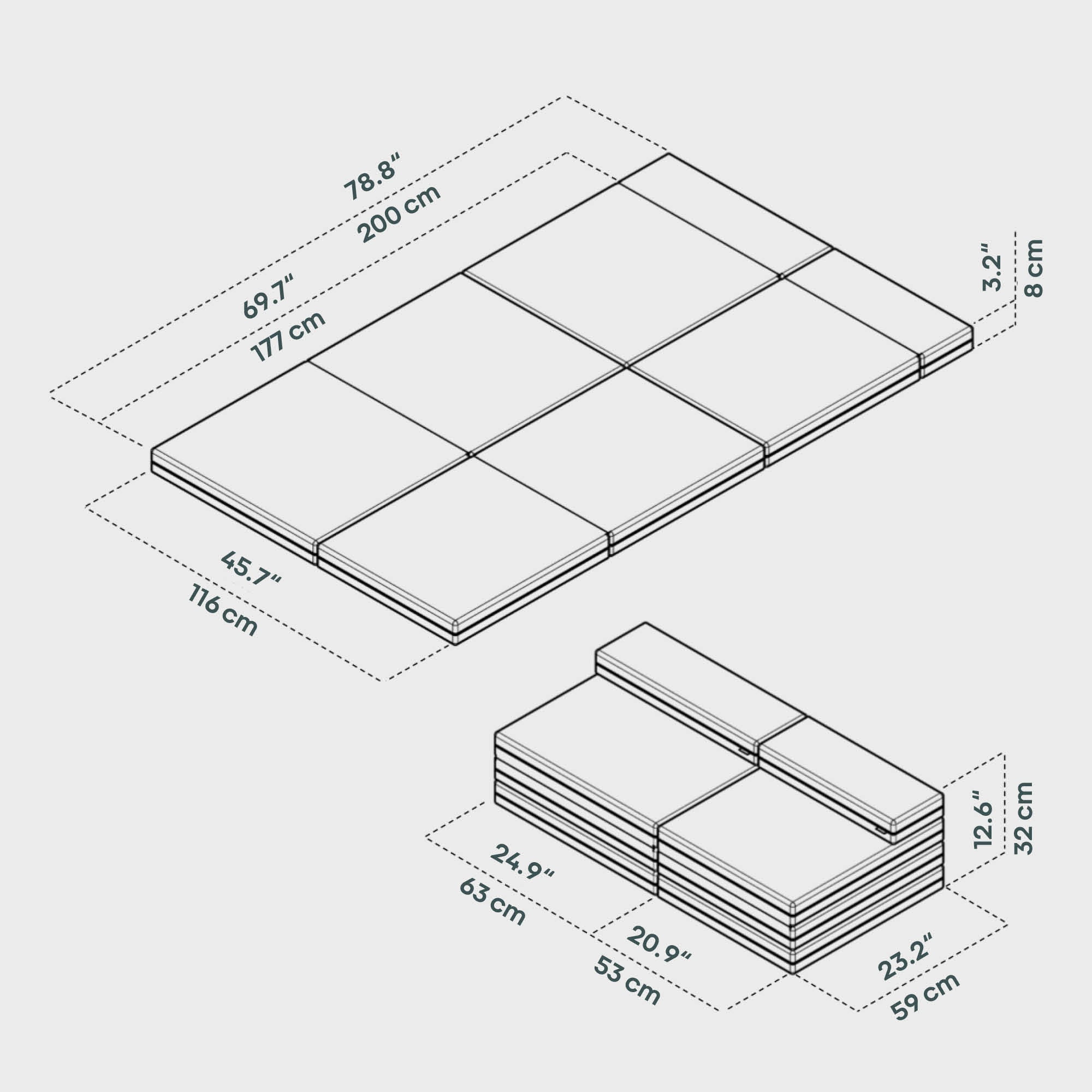 BOXIO RACK SLEEP 116 x 200 cm I Klappmatratzen – Produktansicht 4