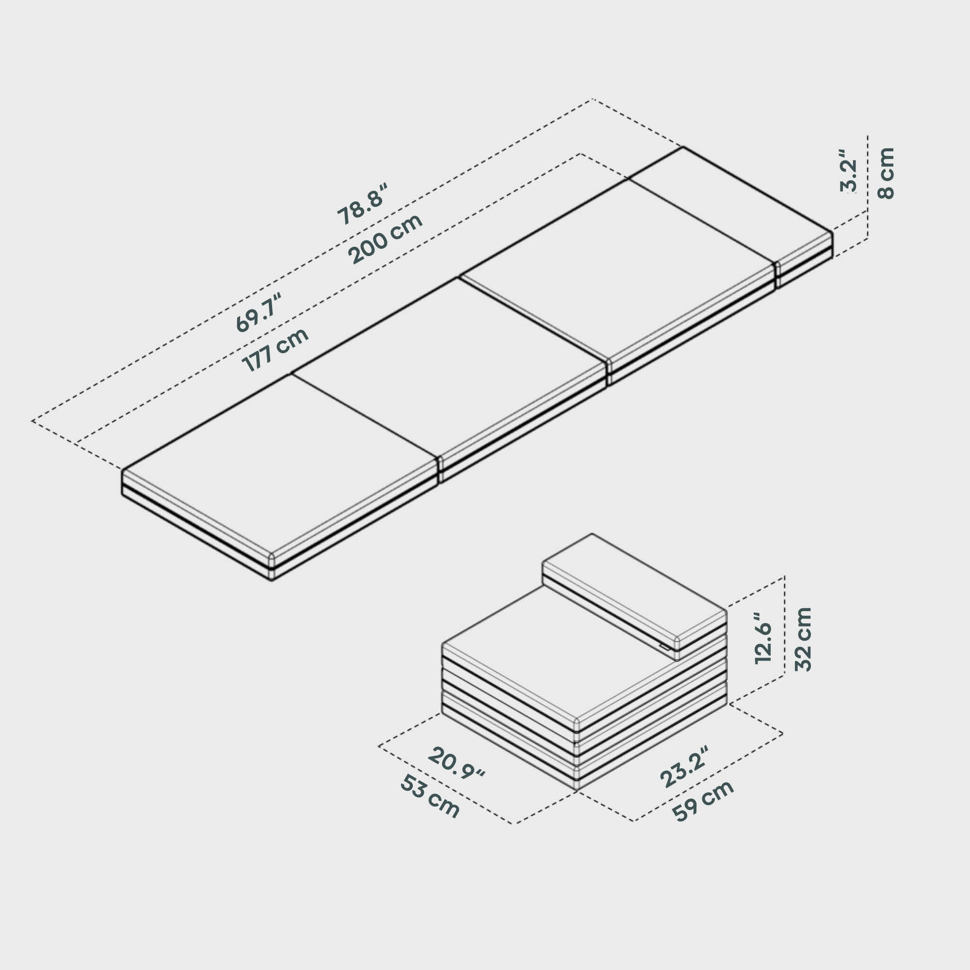 BOXIO SLEEP 53 x 200 cm I  Klappmatratze für das RACK – Produktansicht 4