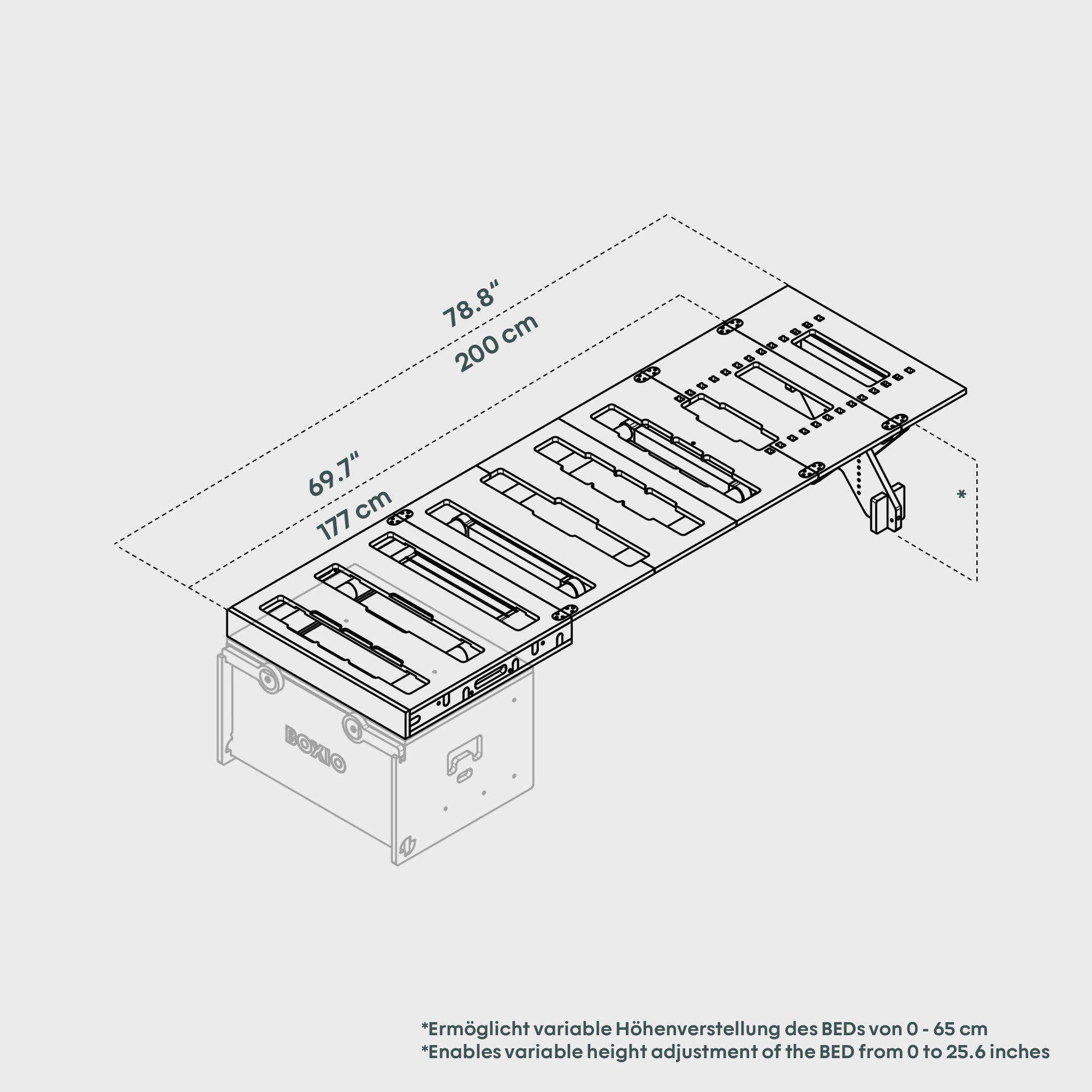 BOXIO RACK BED L I Modulares Campingbett – Produktansicht 4