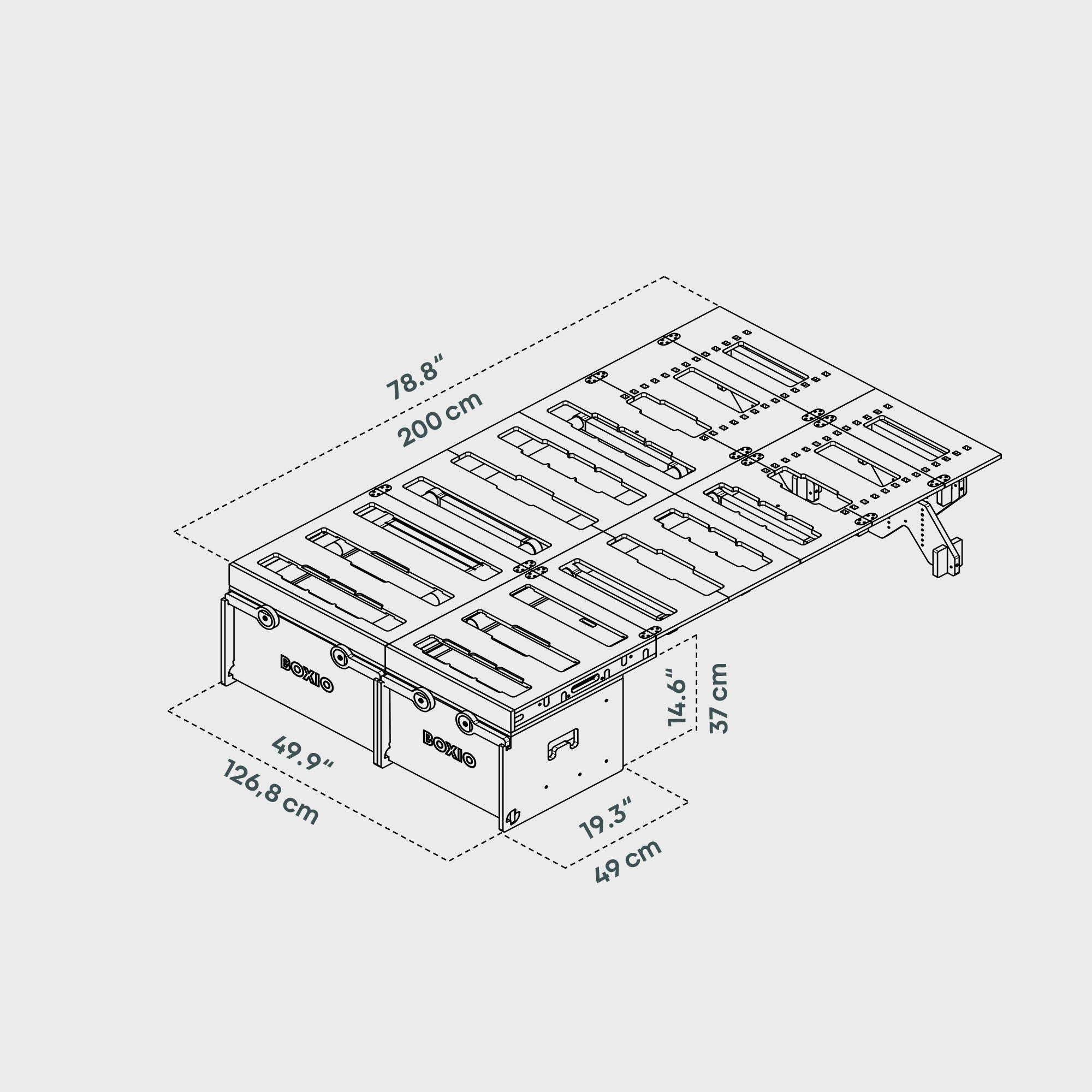 BOXIO RACK BOX + BED BUNDLE XL I Modulare Campingbox – Produktansicht 2