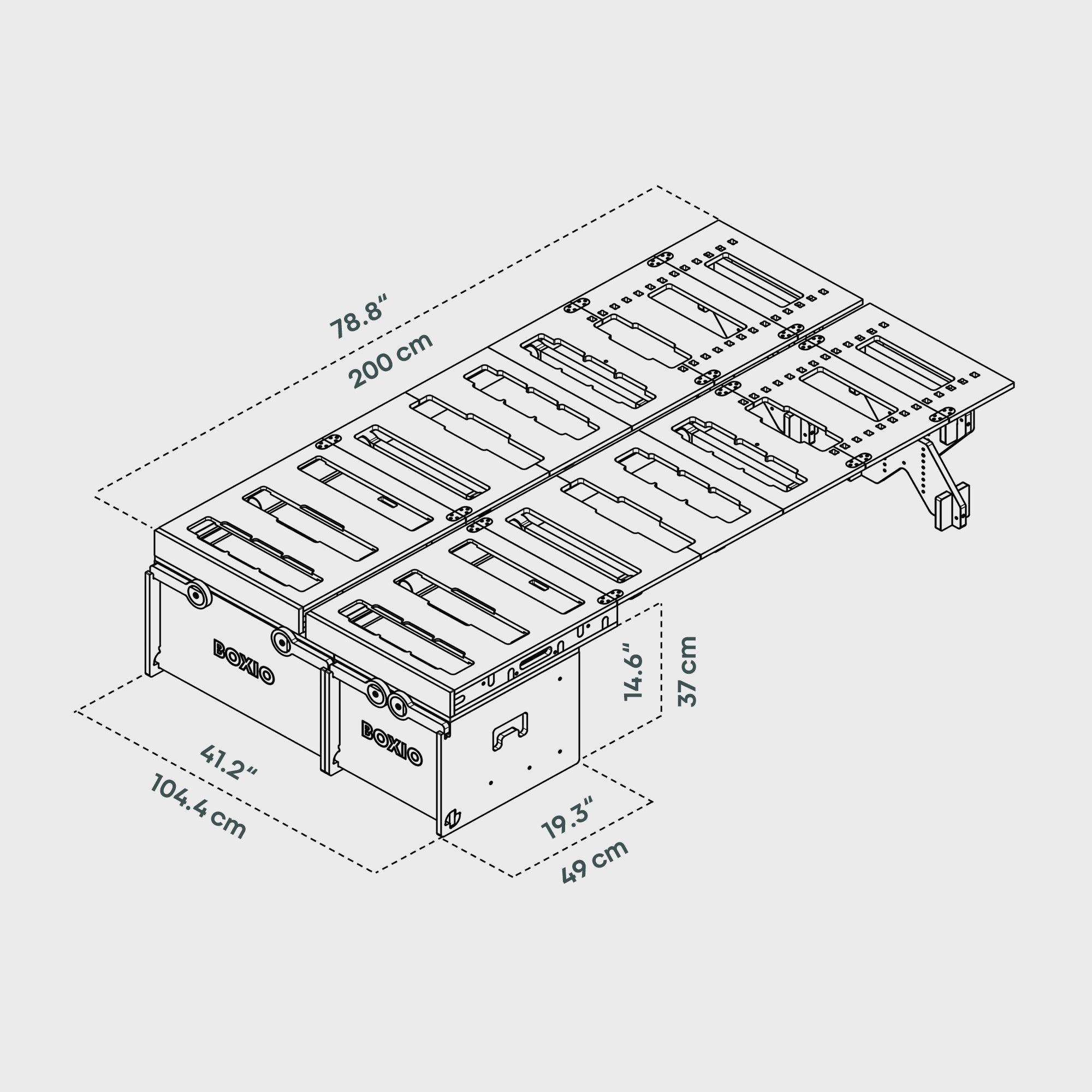 BOXIO RACK BOX + BED BUNDLE M I Modulare Campingbox – Produktansicht 5