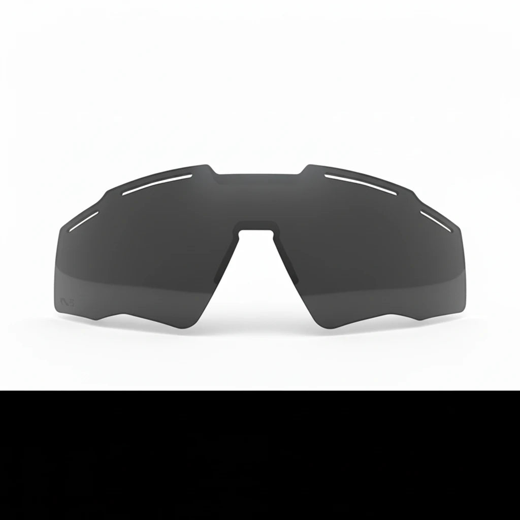 Schwarze, gebogene Ersatzscheibe mit mattiertem Finish für GATORZ Blastshield B2, breiter, kantiger Schnitt mit Aussparungen