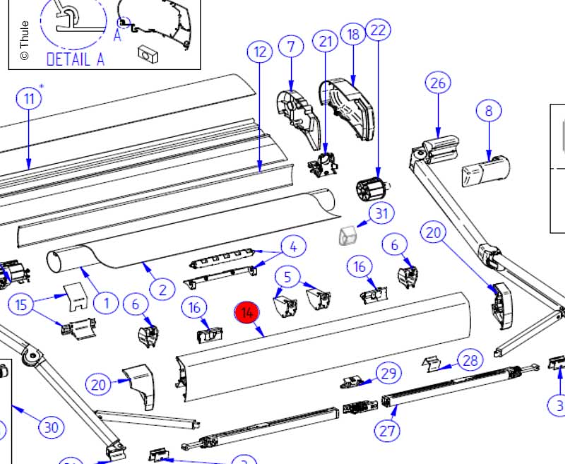 Thule Omnistor 9200 Frontblende – Ausführung 4,5 m, Eloxiert