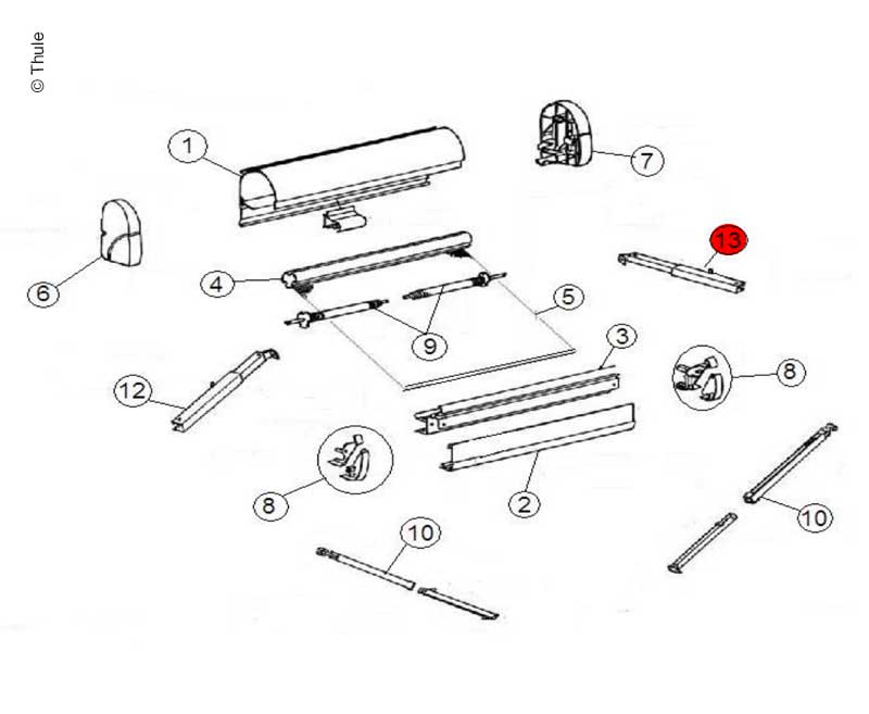 Thule O2000 Spannarm rechts – Ausführung 3,0 m