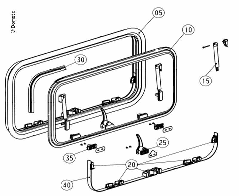 Dometic S7Z Schiebeband für Ausstellfenster 900 × 600 – Silbergrau