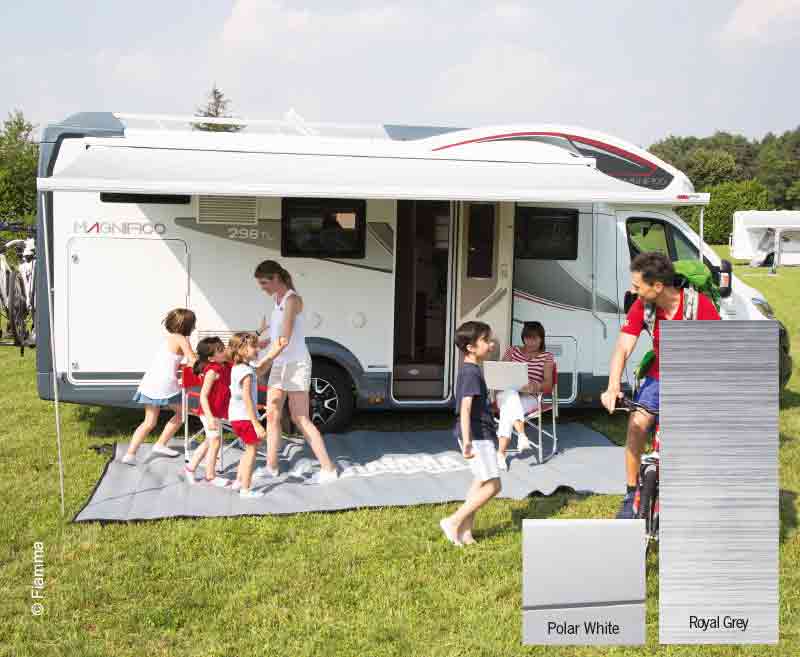 Fiamma F45s 350 Markise – Left Version, Polar White/Royal Grey
