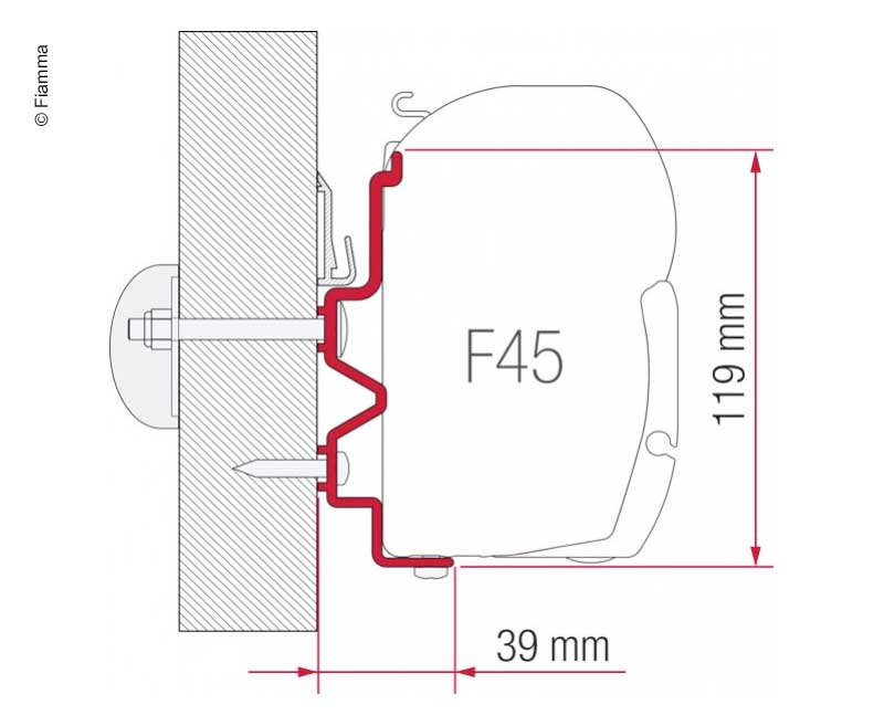 Fiamma F45/F70 Adapter Rapido Serie 9dF-9M-10 – 400 cm, 1 Halterung