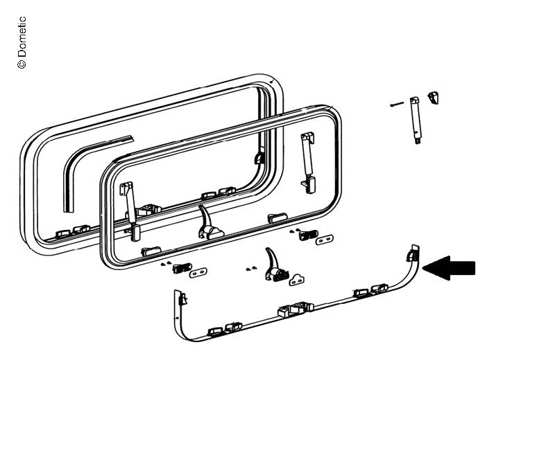 Dometic S7Z Schiebeband für Ausstellfenster 1200 × 450 – Silbergrau