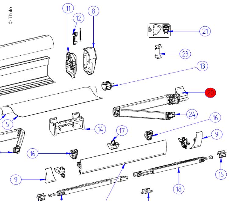 Thule Omnistor 5003 Federarm rechts – Ausführung 2,3 m