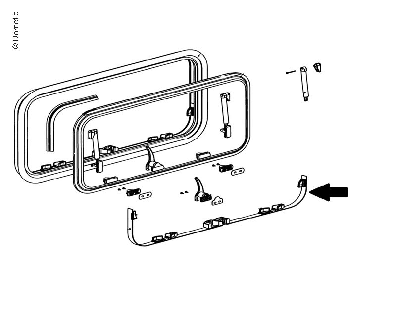 Dometic S7Z Schiebeband 1100 × 600 – Silbergrau