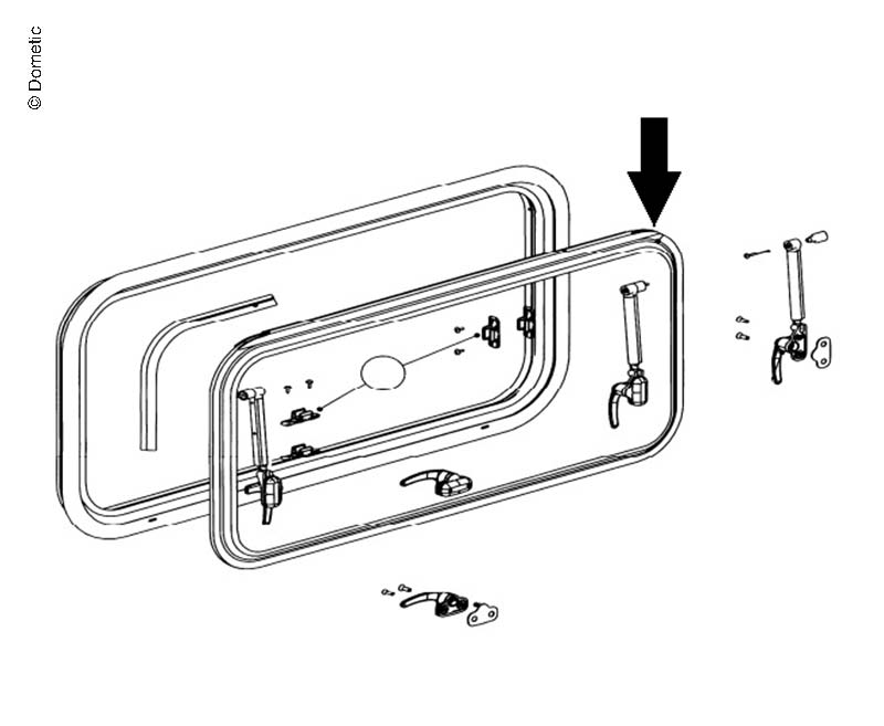 Dometic Seitz S7 Ausstellscheibe 900 × 500 mm – Grau