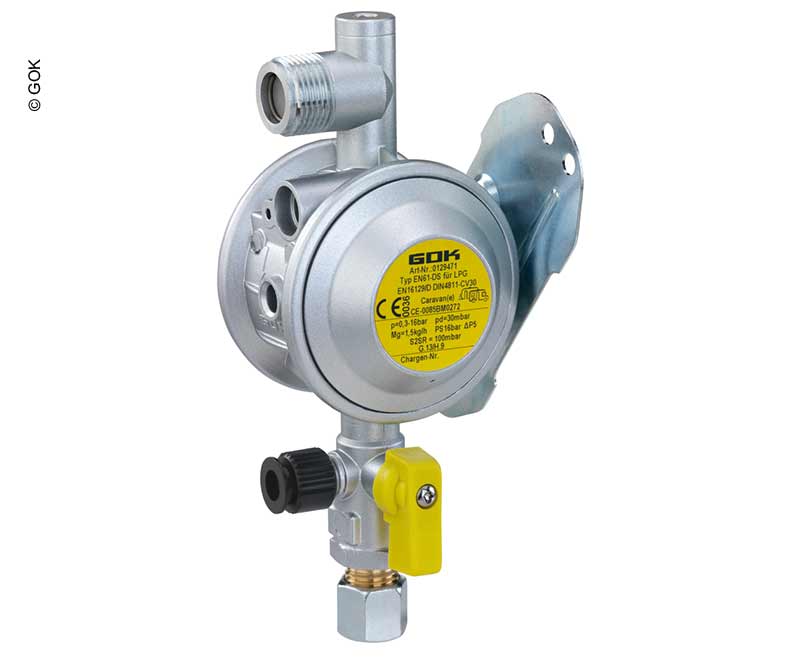 GOK Wandregler 30 mbar, 1,5 kg/h, RVS 8 mit Prüfventil