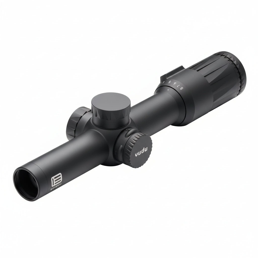 Schwarzes EOTECH Vudu 1-8x24 SFP HC3 Zielfernrohr mit mattierter Oberfläche und beleuchtetem Absehen, seitliche Verstellung, .