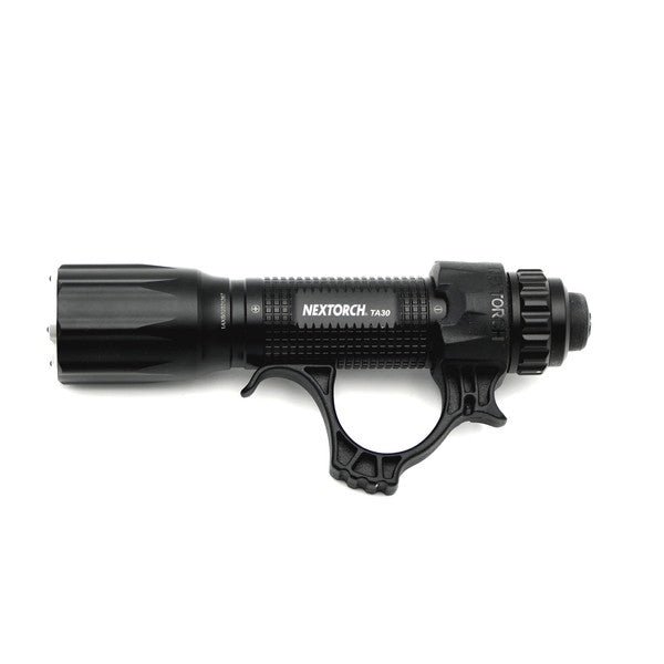 Schwarze NEXTORCH FR1 Führungshilfe mit geriffeltem Griff, integriertem Fingerhaltering, geeignet für taktische.