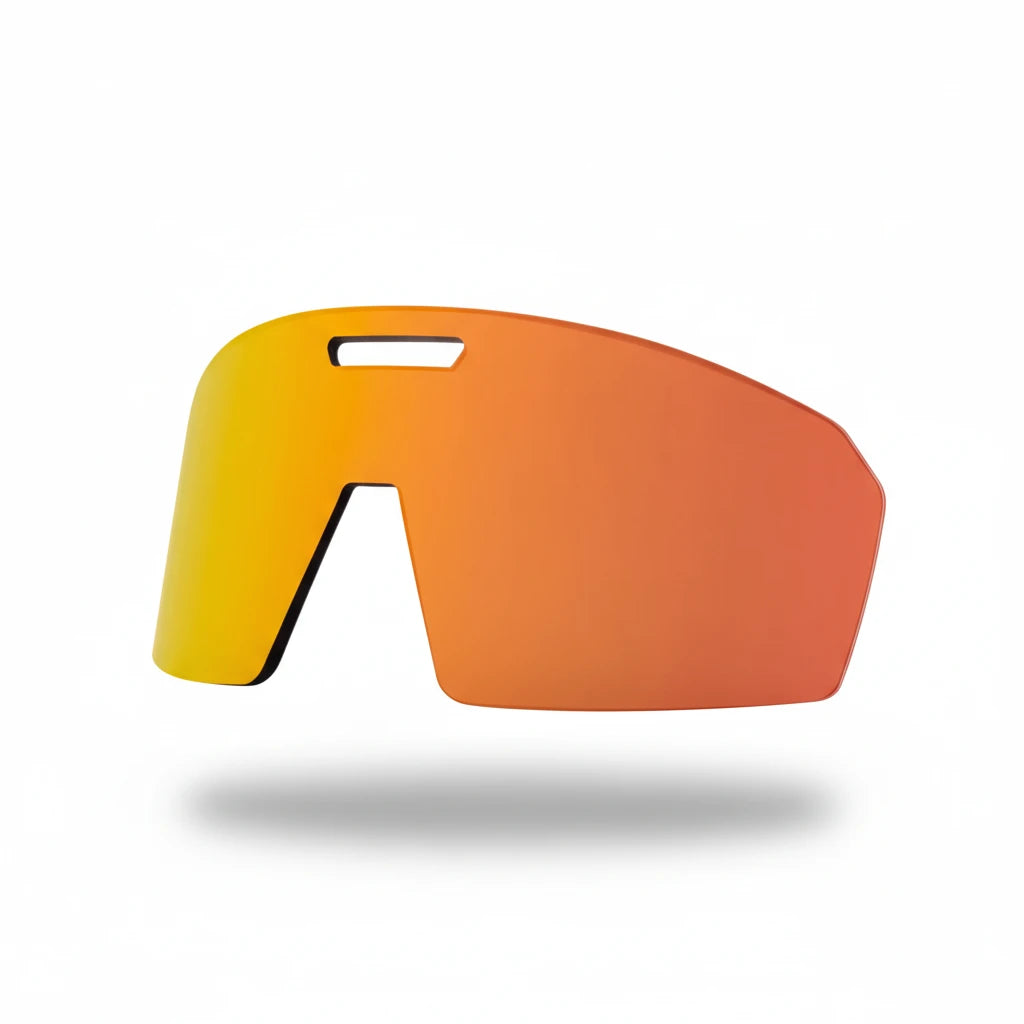 Verspiegelte, orange-rote Ersatzlinse mit modernem, kantigem Design und Lüftungsschlitz für GATORZ Havok Schutzbrille.