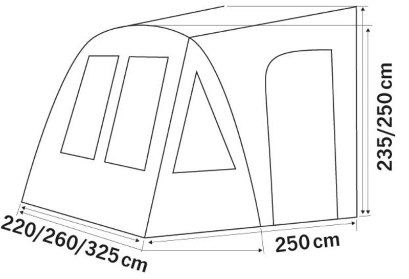 Reimo Tent Technology ONE BEAM AIR 220 – aufblasbares Caravanvorzelt