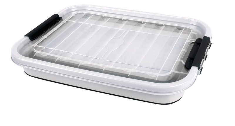Camp4 faltbare Aufbewahrungsbox – 45 l, Grau/Petrol, mit Deckel und Rollen